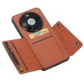For Huawei Mate 60 Pro Double Buckle Card Slots Magnetic Phone Case(Brown)