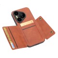 For Huawei Pura 70 Double Buckle Card Slots Magnetic Phone Case(Brown)
