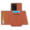 For Xiaomi Redmi Note 12R /Redmi 12 5G Double Buckle Card Slots Magnetic Phone Case(Brown)