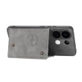 For Xiaomi Redmi Note 13 4G Global Double Buckle Card Slots Magnetic Phone Case(Grey)