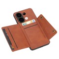 For Xiaomi Redmi Note 13 4G Global Double Buckle Card Slots Magnetic Phone Case(Brown)
