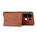 For Xiaomi Redmi Note 13 4G Global Double Buckle Card Slots Magnetic Phone Case(Brown)