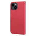 For iPhone 15 Plus Cartoon Buckle Horizontal Flip Leather Phone Case(Red)