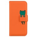 For iPhone 15 Pro Max Cartoon Buckle Horizontal Flip Leather Phone Case(Orange)