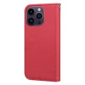 For iPhone 15 Pro Max Cartoon Buckle Horizontal Flip Leather Phone Case(Red)