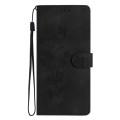 For Motorola Moto G52 Flower Butterfly Embossing Pattern Leather Phone Case(Black)