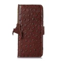 For OnePlus 12 Ostrich Pattern Genuine Leather RFID Phone Case(Coffee)