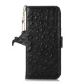 For OnePlus 12 Ostrich Pattern Genuine Leather RFID Phone Case(Black)