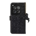 For OnePlus 12 Ostrich Pattern Genuine Leather RFID Phone Case(Black)