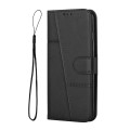 For Realme 12+ Stitching Calf Texture Buckle Leather Phone Case(Black)