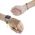 For Apple Watch 8 45mm  Pearl Bracelet Metal Watch Band(Silver Black)