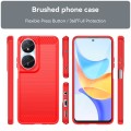 For Honor Play 8T Brushed Texture Carbon Fiber TPU Phone Case(Red)