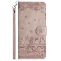For Google Pixel 8a Cat Embossing Pattern Leather Phone Case with Lanyard(Grey)