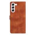 For Samsung Galaxy S23 5G Flower Butterfly Embossing Pattern Leather Phone Case(Brown)