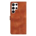 For Samsung Galaxy S22 Ultra 5G Flower Butterfly Embossing Pattern Leather Phone Case(Brown)