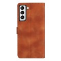 For Samsung Galaxy S21 5G Flower Butterfly Embossing Pattern Leather Phone Case(Brown)