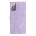 For Samsung Galaxy Note20 Flower Butterfly Embossing Pattern Leather Phone Case(Purple)