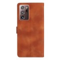 For Samsung Galaxy Note20 Ultra Flower Butterfly Embossing Pattern Leather Phone Case(Brown)
