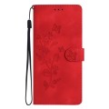 For Samsung Galaxy A03 Core Flower Butterfly Embossing Pattern Leather Phone Case(Red)