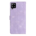 For Samsung Galaxy A22 4G Flower Butterfly Embossing Pattern Leather Phone Case(Purple)