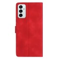 For Samsung Galaxy M52 Flower Butterfly Embossing Pattern Leather Phone Case(Red)