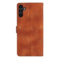 For Samsung Galaxy A05s Flower Butterfly Embossing Pattern Leather Phone Case(Brown)