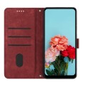 For Xiaomi Redmi Note 13 Pro+ Skin Feel Stripe Pattern Leather Phone Case with Long Lanyard(Red)