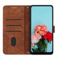 For Xiaomi 14 Skin Feel Stripe Pattern Leather Phone Case with Long Lanyard(Brown)