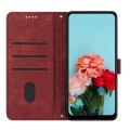 For Xiaomi Redmi K70E Skin Feel Stripe Pattern Leather Phone Case with Long Lanyard(Red)