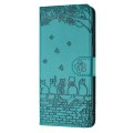 For Samsung Galaxy A05s Cat Embossing Pattern Leather Phone Case with Lanyard(Blue)
