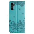For Samsung Galaxy A05s Cat Embossing Pattern Leather Phone Case with Lanyard(Blue)