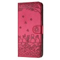 For Samsung Galaxy S23 FE Cat Embossing Pattern Leather Phone Case with Lanyard(Red)