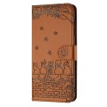 For Samsung Galaxy S24 Cat Embossing Pattern Leather Phone Case with Lanyard(Brown)