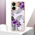 For Xiaomi Redmi 13C 4G Electroplating IMD TPU Phone Case(Purple Flower)