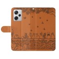 For Xiaomi Redmi Note 12 Pro Speed Cat Embossing Pattern Leather Phone Case with Lanyard(Brown)