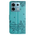 For Xiaomi Redmi Note 13 Pro 5G Cat Embossing Pattern Leather Phone Case with Lanyard(Blue)
