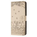 For Xiaomi Redmi Note 13 Pro 5G Cat Embossing Pattern Leather Phone Case with Lanyard(Beige)