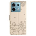 For Xiaomi Redmi Note 13 Pro 5G Cat Embossing Pattern Leather Phone Case with Lanyard(Beige)