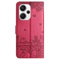 For Xiaomi Redmi Note 13 Pro+ Cat Embossing Pattern Leather Phone Case with Lanyard(Red)
