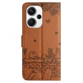 For Xiaomi Redmi Note 13 Pro+ Cat Embossing Pattern Leather Phone Case with Lanyard(Brown)