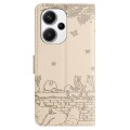For Xiaomi Redmi Note 13 Pro+ Cat Embossing Pattern Leather Phone Case with Lanyard(Beige)