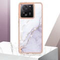 For Xiaomi 13T/13T Pro Electroplating Marble Dual-side IMD Phone Case(White 006)