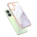 For Xiaomi Redmi 13C 4G Electroplating Marble Dual-side IMD Phone Case(White 006)