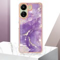 For Xiaomi Redmi 13C 4G Electroplating Marble Dual-side IMD Phone Case(Purple 002)