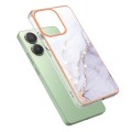 For Xiaomi Redmi Note 13 4G Global Electroplating Marble Dual-side IMD Phone Case(White 006)