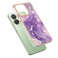 For Xiaomi Redmi Note 13 4G Global Electroplating Marble Dual-side IMD Phone Case(Purple 002)