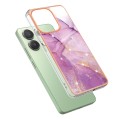 For Xiaomi Redmi Note 13 4G Global Electroplating Marble Dual-side IMD Phone Case(Purple 001)