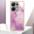 For Xiaomi Redmi Note 13 Pro 4G Global Electroplating Marble Dual-side IMD Phone Case(Purple 001)
