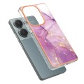 For Xiaomi Redmi Note 13 Pro 4G Global Electroplating Marble Dual-side IMD Phone Case(Purple 001)