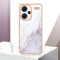 For Xiaomi Redmi Note 13 Pro+ 5G Electroplating Marble Dual-side IMD Phone Case(White 006)